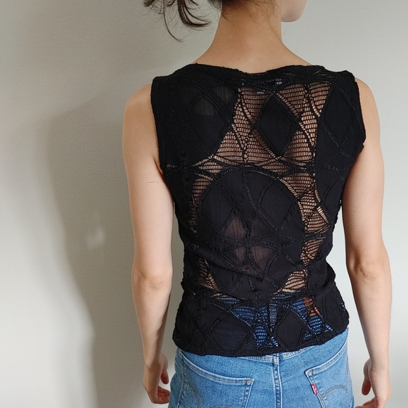 Anne Fontaine Tops - ANNE FONTAINE Gothic Lace Sheer Tank Top